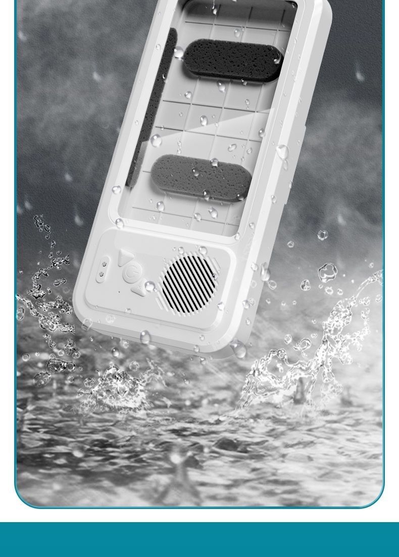 Retractable bathroom waterproof mobile phone box with Bluetooth speaker, punch-free 360° rotating mobile phone holder