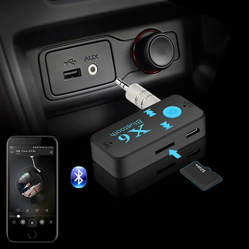 AUNONT Bluetooth-Compatible 5.0 Adapter X6 USB Wireless Receiver Music Audio for PC TV Car Hands-free 3.5mm AUX Adaptador USB Bluetooth Adapter 3.5mm Audio Bluetooth 2-in-1 Speaker PC 5.0 Bluetooth Receiver Transmitter
 