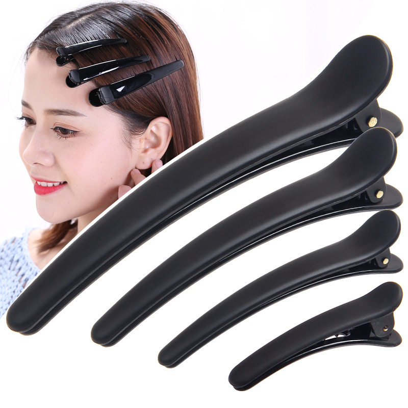 12PCS Matte Black Plastic Single Prong DIY Alligator Hair Clip Professional Hairdressing Salon Hairpins Hair Care Styling Tools
