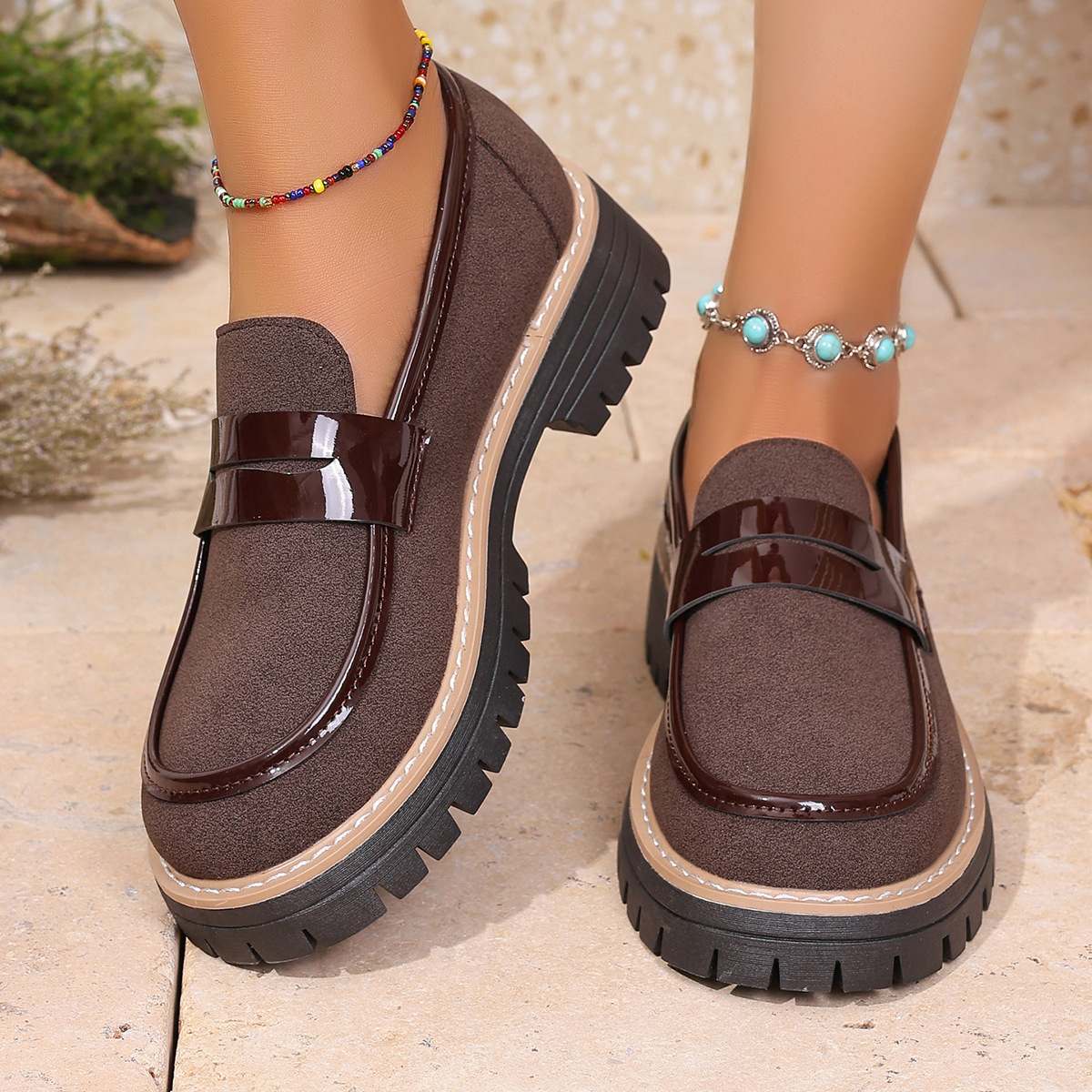 British wind small leather shoes female spring and autumn 2025 new fashion all kinds of retro match color casual thick heel platform single shoes