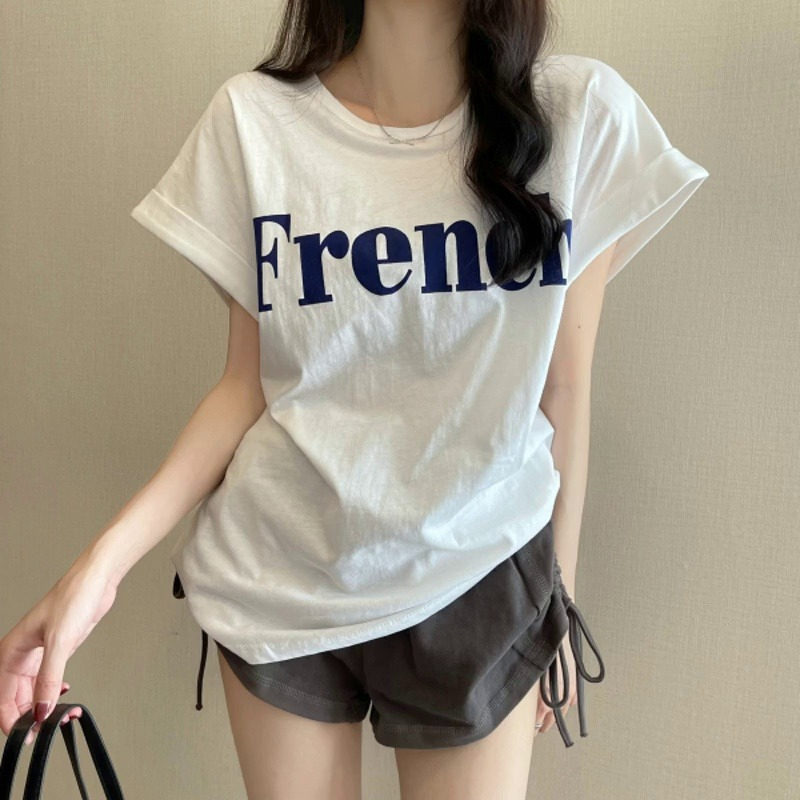 Women's Drop Shoulders Sweet Cool Short Sleeve T-Shirt Loose School Top