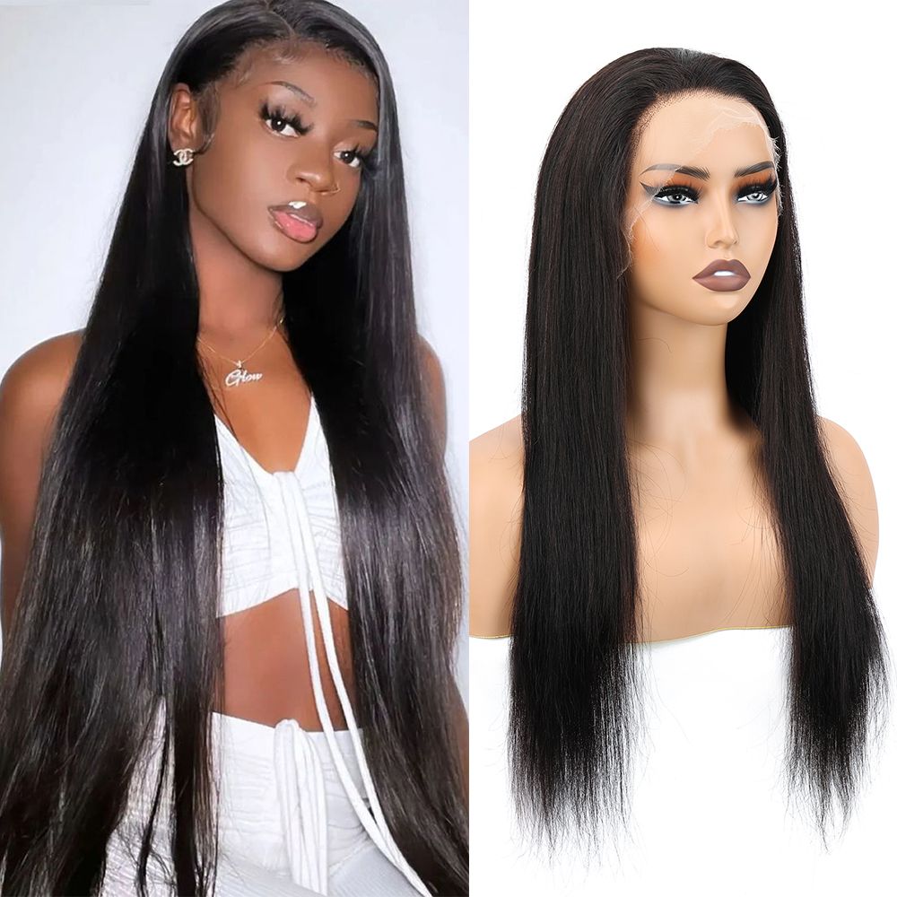 Multi-Wash Durable Wear and Go Glueless Wigs 100% Real Human Hair Pre Plucked Pre Cut 13x4 Straight Lace Front Wigs Human Hair Wigs Heat Resistant, Style-Repeatable & Long-Lasting Quality for Women 