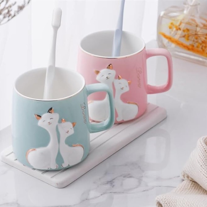 Modern luxury style 3D embossed animal design 400ml ceramic coffee mug cup - TC-168