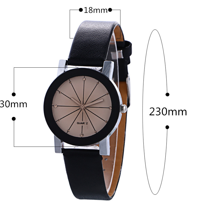 Men Women Leather Strap Line Analog Quartz Ladies Wrist Watches Fashion Watch