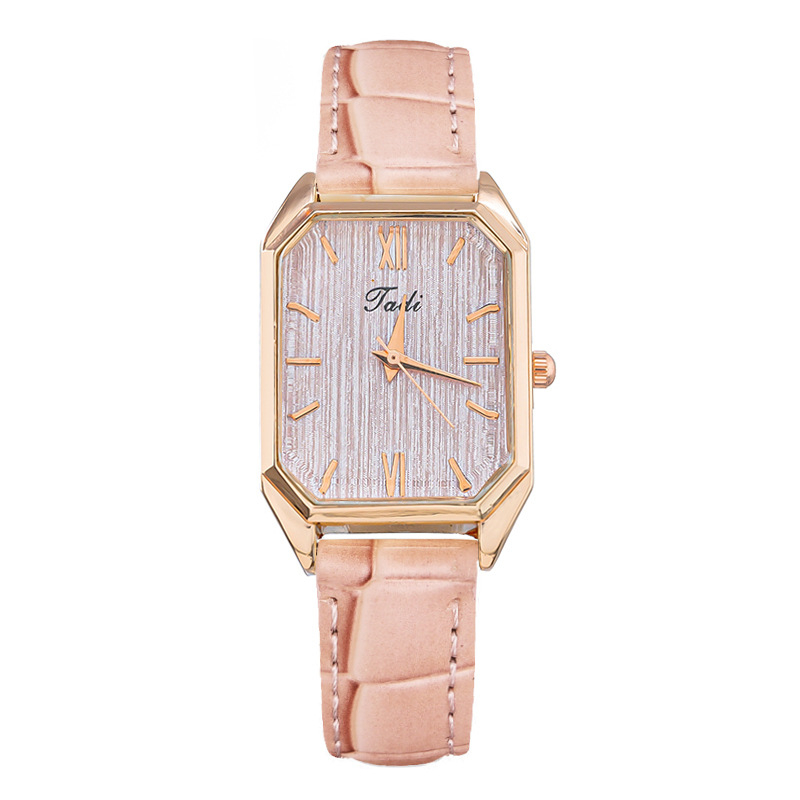 PD1002-1-0102 Women's Racquel Quartz Rectangular Watch with Leather Strap Simple Dress Quartz Ladies Leather Strap Watch