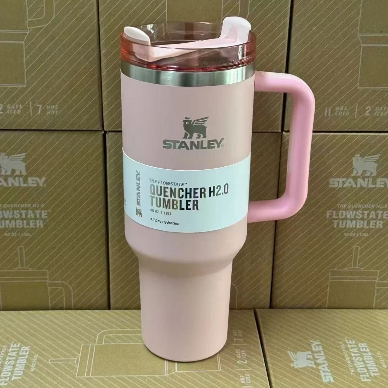Stanley Tumblers - Large Capacity Travel Mugs in Pink, Blue, White, Blackpink