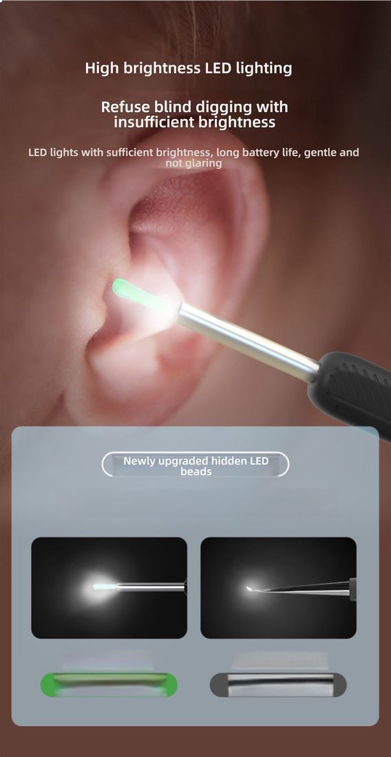  Wireless Smart Visual Ear Cleaner with HD Camera, LED Light, Connects to Phone for Adults & Kids - Safe & Easy Ear Wax Removal Tool 
