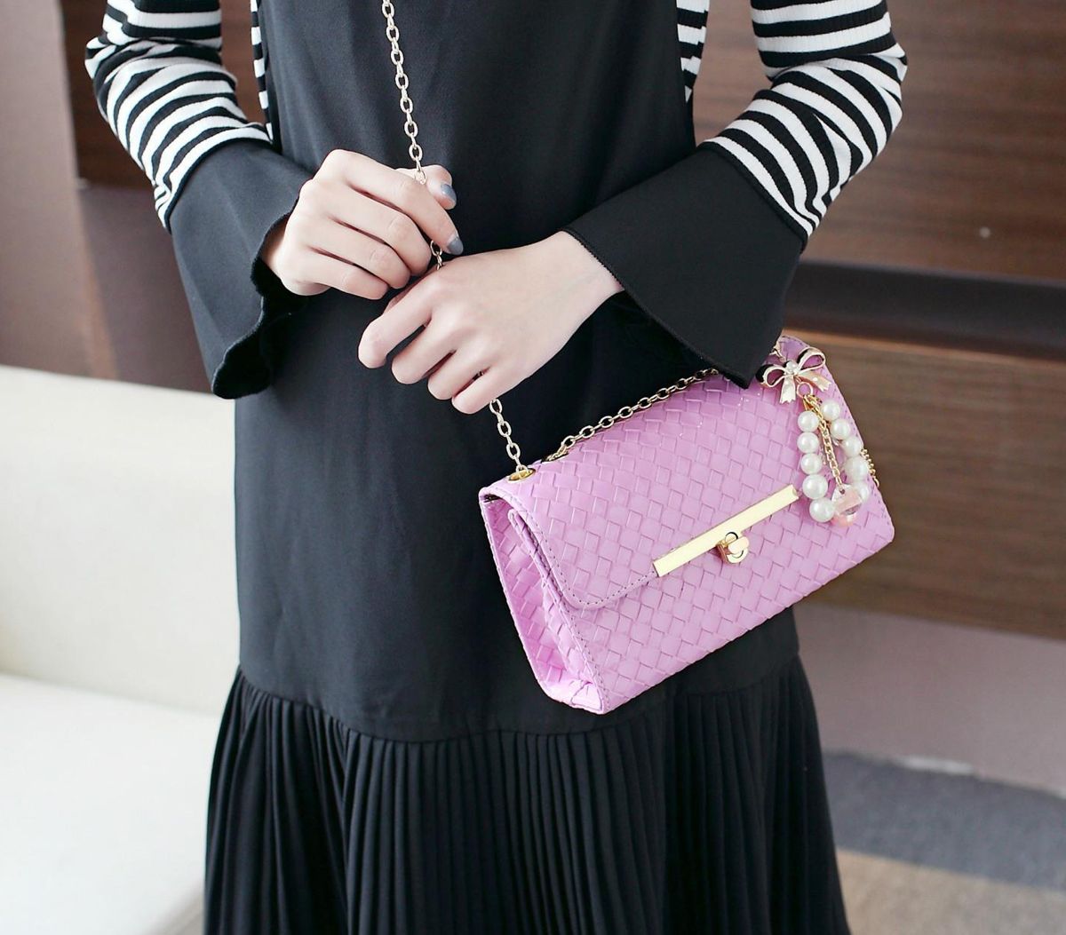 New women's bag ladies chain bag crossbody shoulder bag interlayer simple trendy small square bag