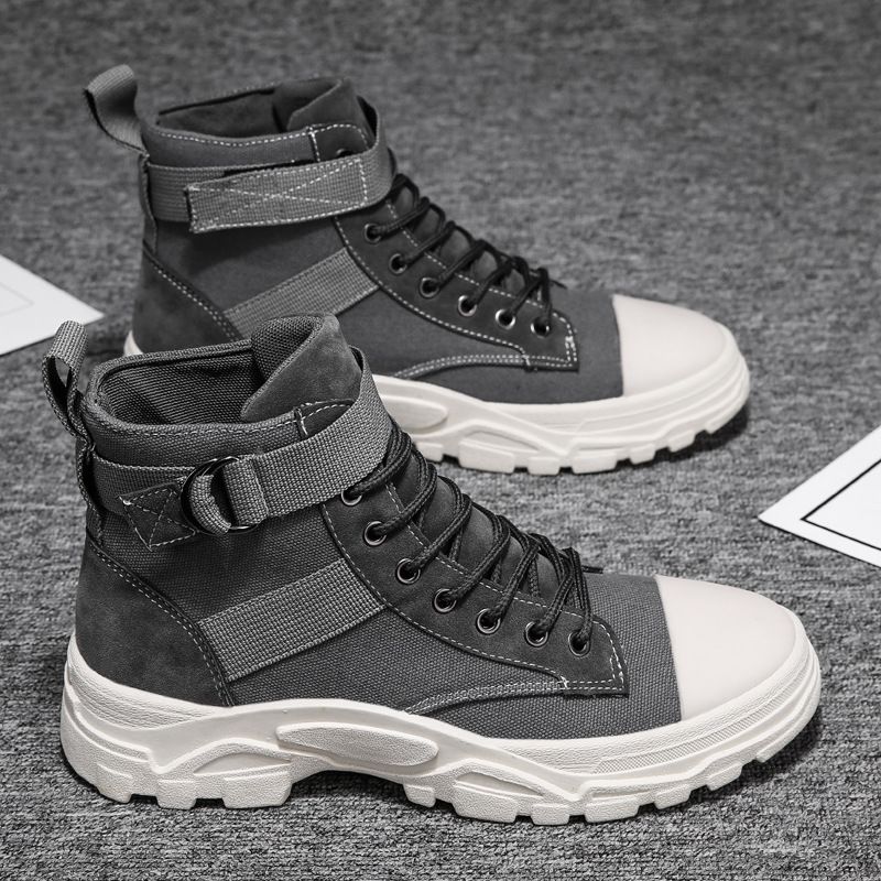 2025 New men's high-top canvas Dr. Martens boots, winter Korean style trendy casual workwear boots, men's trendy shoes