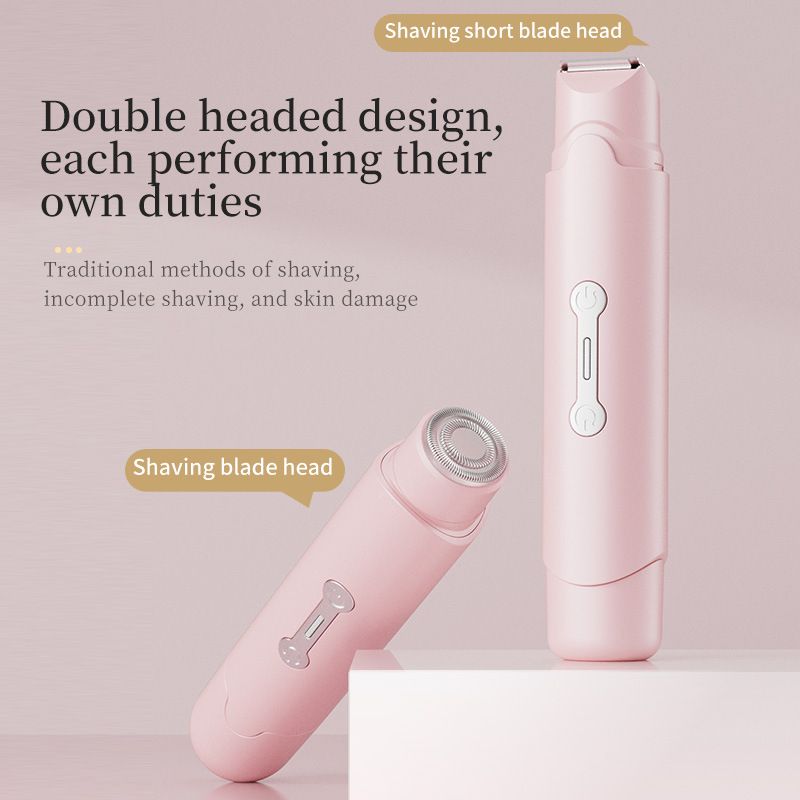 New Portable 2 In 1 Heads Electric Shaver Mini Painless Hair Removal Device Full Body Underarm Private Facial Epilator for Women