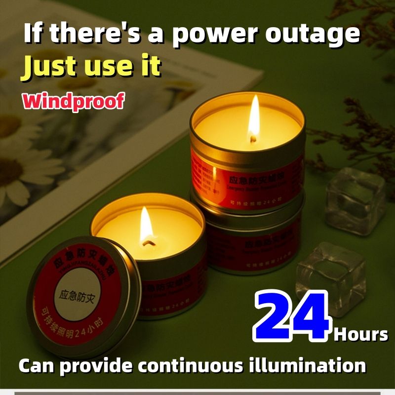 Candles Disaster prevention and emergency response, power outage lighting candle lights, household, outdoor waterproof and windproof, smokeless iron can candles, disaster relief use candle
