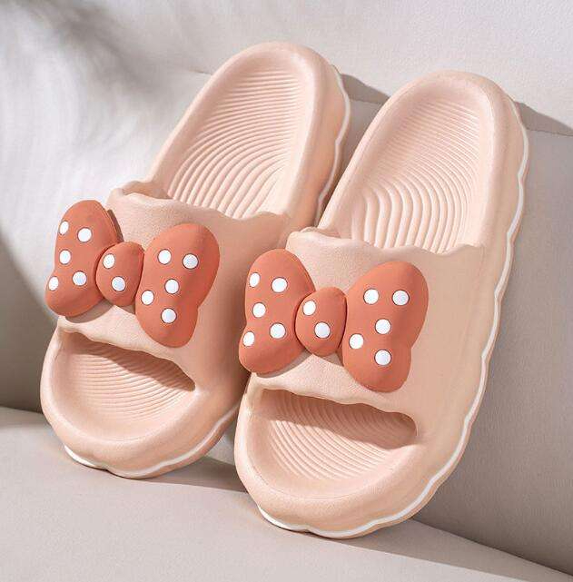 Women's Bow Slippers Thick Soled Soft Bottom Bathroom Non-Slip Slippers