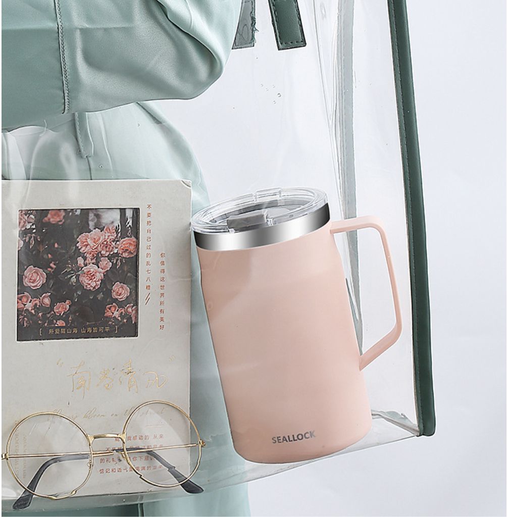 Ins Style Stainless Steel Coffee Cup Portable Insulated Water Cup Stainless Steel Cup Sealed with Lid Mark Cup Kitchen Dining Dinnerware Coffee Cups Mugs