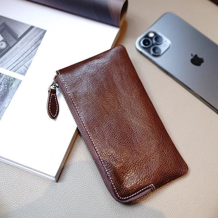 Ultra Thin One-piece Long Wallet for Men & Women, Portable Large Cash Bill Holder Slim Coin Purse
