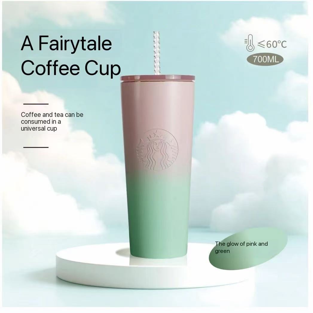 Starry Cup · Sakura Series Men and Women High Appearance Water Cup 2025 Summer Portable Coffee Cup Straw Cup