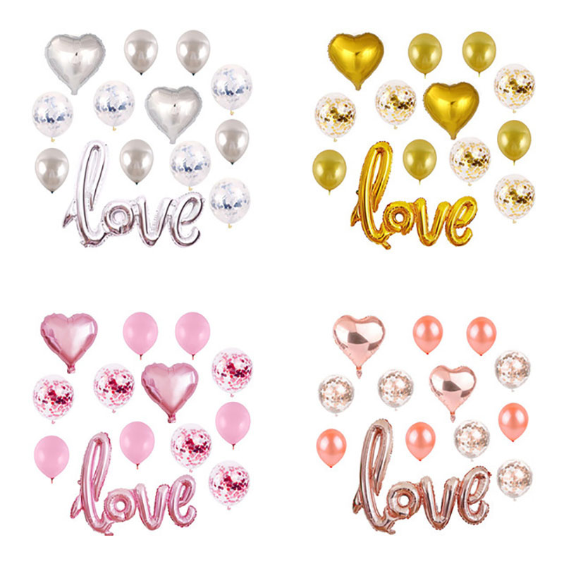 13 Pcs Love Balloons Foil Heart Balloons and Latex Balloons for Valentine Decorations
