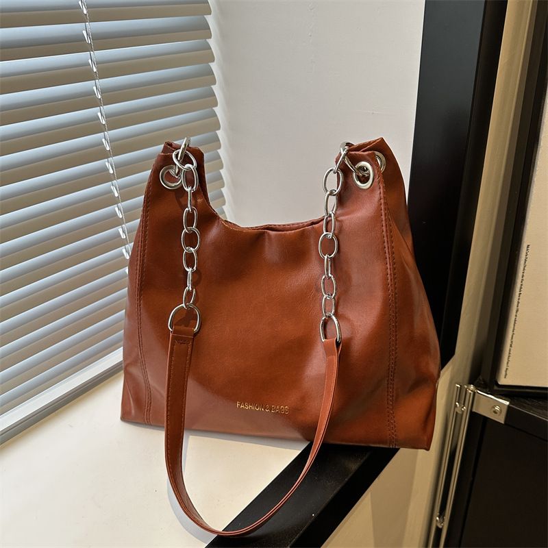 2024 new simple all-in-one casual chain shoulder bag Retro textured commuter Tote bag 9081