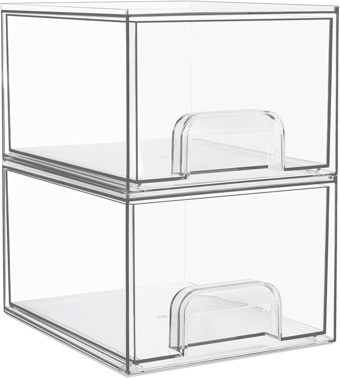 Clear Stackable Storage Drawers, 4.4'' Tall Acrylic Bathroom Makeup Organizer,Plastic Storage Bins For Vanity, Undersink, Kitchen Cabinets, Pantry, Home Organization
