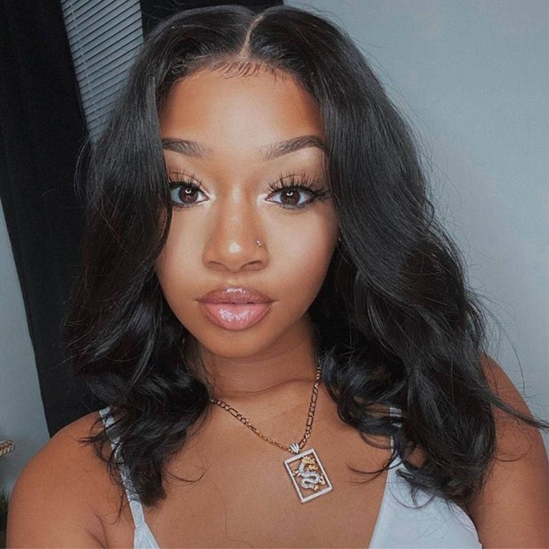 Fashion Black Medium Long Loose Curly Lace Front Synthetic Wigs for Women, Heat Resistant Fiber Natural Hairline Full Head Wig for Daily Party Cosplay