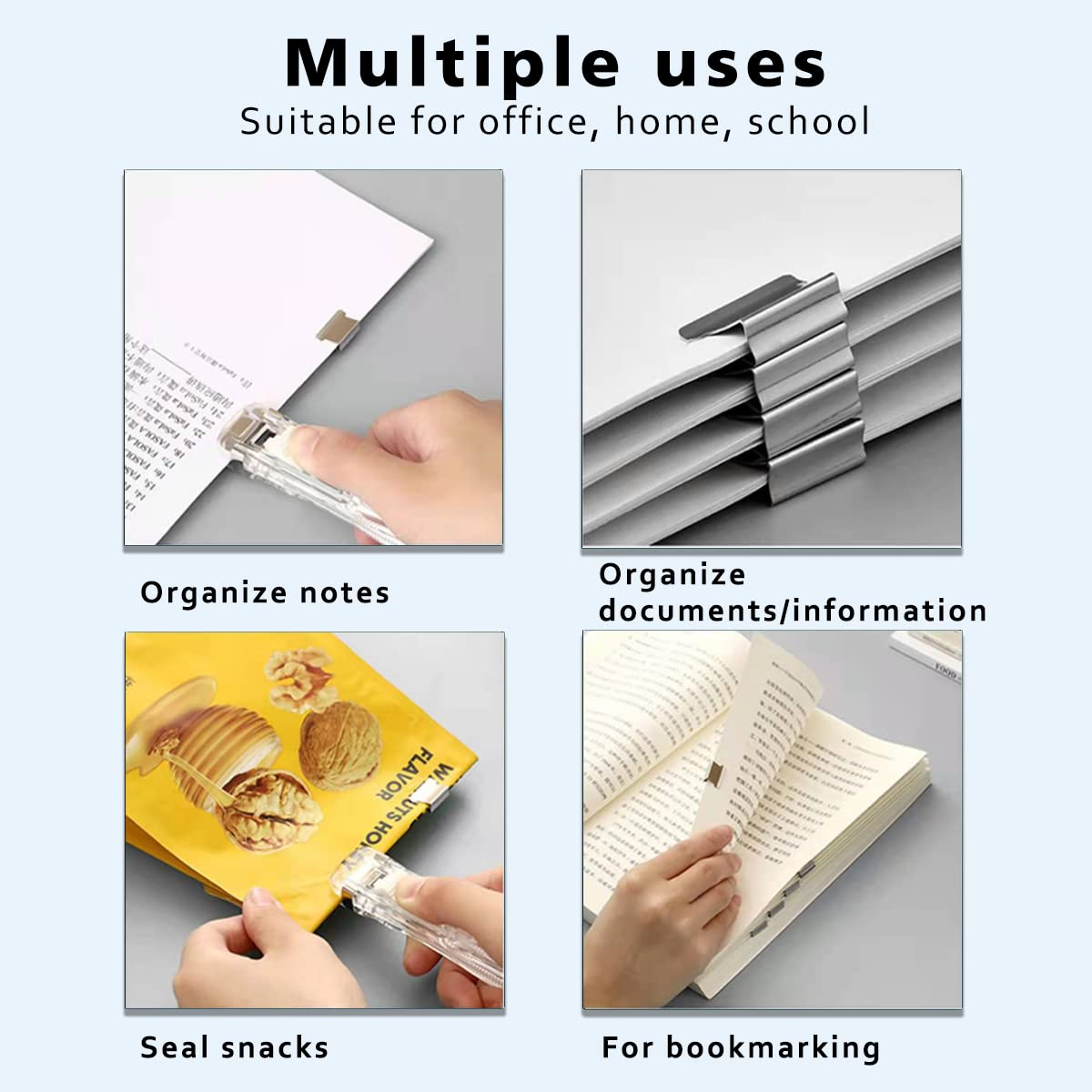 WELLHOME 50PCS Clips Reusable Portable Paper Clam Clip Dispenser Refill Clips, Refills for Superishdar Fast Clam Clip dispensers, Metal Clam Clips Refill for Paper Office School