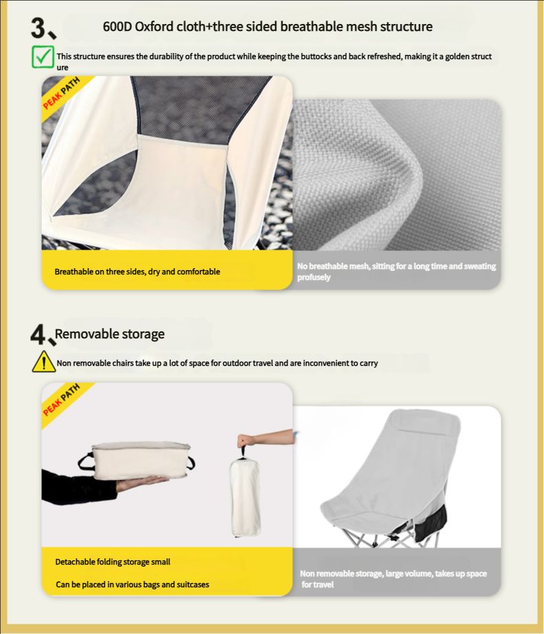 Buqing Lightweight Moon Chair, Lightweight Outdoor Folding Chair, Portable Camping Stool, Leisure Reclining Fishing Chair, Small Folding Stool