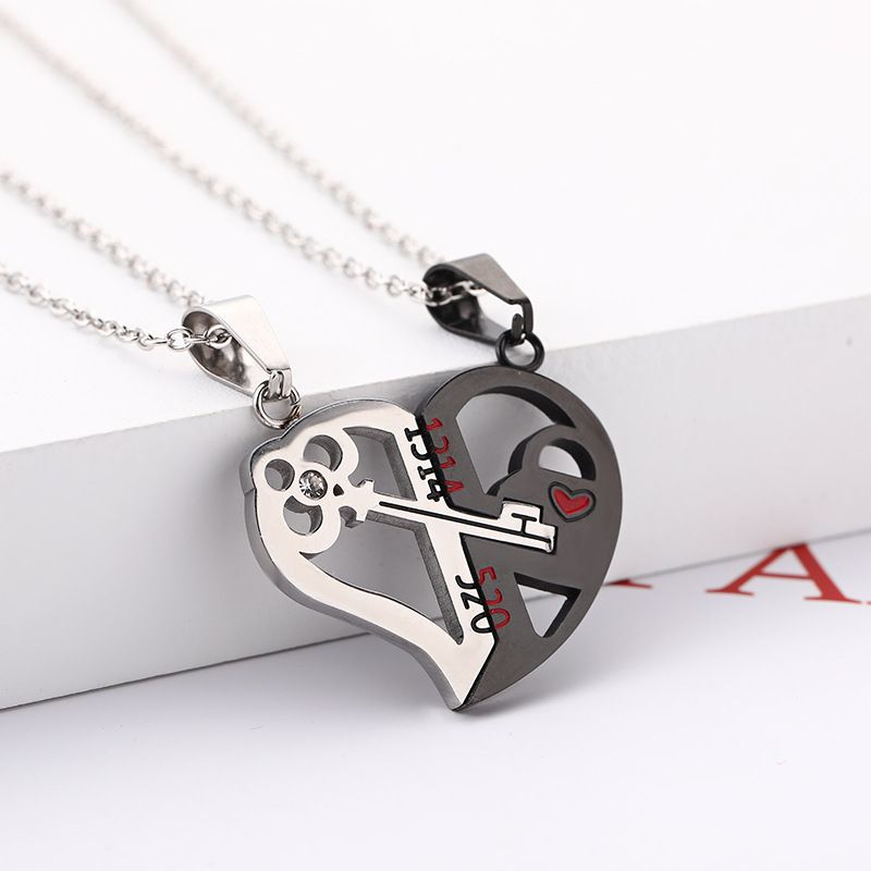 Ky0530 Men's and Women's Fashion Pendant Splicing Couple Necklace Stainless Steel Love Necklace