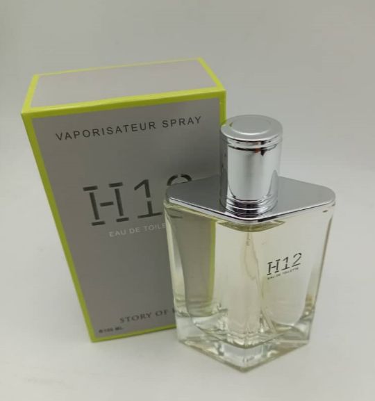 H12 Unique 100ml Luxury Flat Rhomb Spray Perfume Bottle Packaging With Sliver Lid And Box