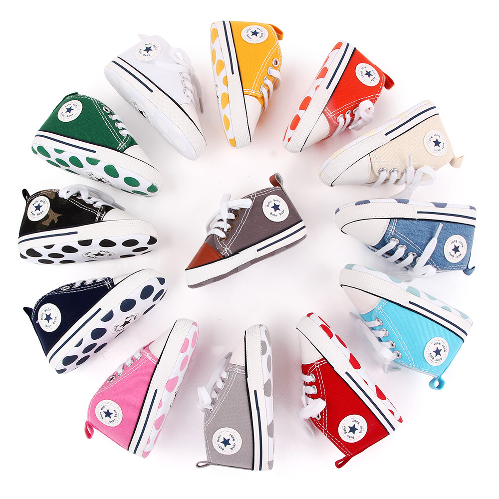 Baby Canvas Classic Sports Sneakers Newborn Baby Boys Girls Print Star First Walkers Shoes Infant Toddler Anti-slip Baby Shoes