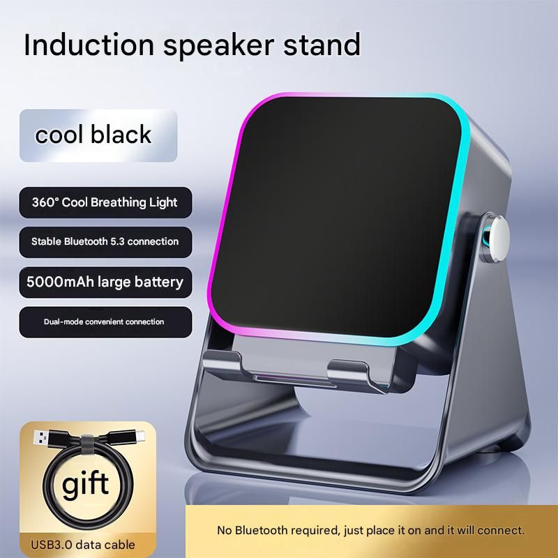 Portable Wireless Desktop Bluetooth Speaker 360° Rotatable Phone Holder Stand Mini Stereo Sound Speaker for Home Office Outdoor
