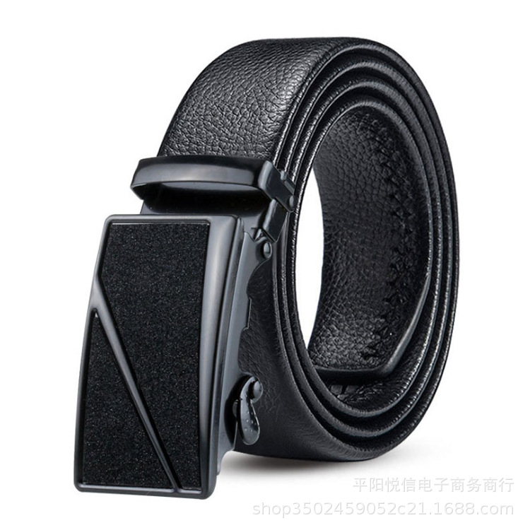 471844576 Men's Fashion Versatile Automatic Buckle Pebbled Belt