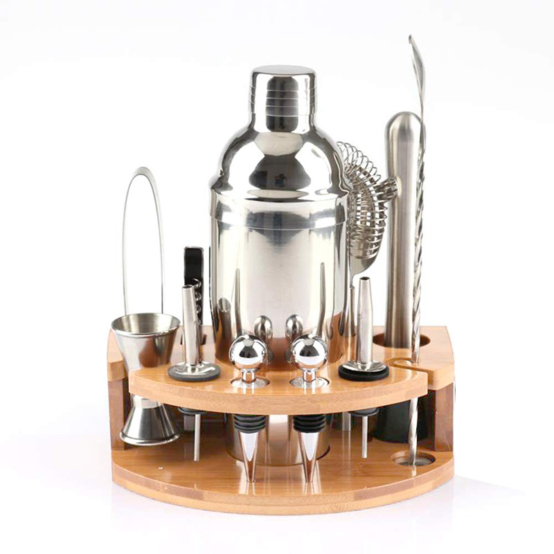 Cocktail Shaker Set Bartender Kit,Bar Set with Bamboo Stand 12 Piece Bartending Tools 750ML Professional Stainless Steel Martini Shaker
