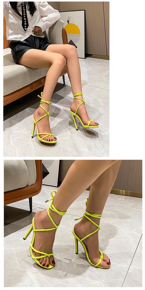 Summer new open toe women stiletto sandals 43 size lace-up women's shoes YB26