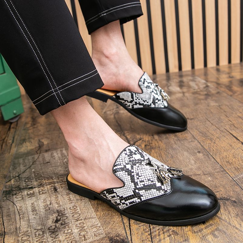Youth Men Leisure Cool Mules Man Summer Slippers Fashion Casual Leather Loafers Flats Shoes Pu Breathable Slip On Footwears For