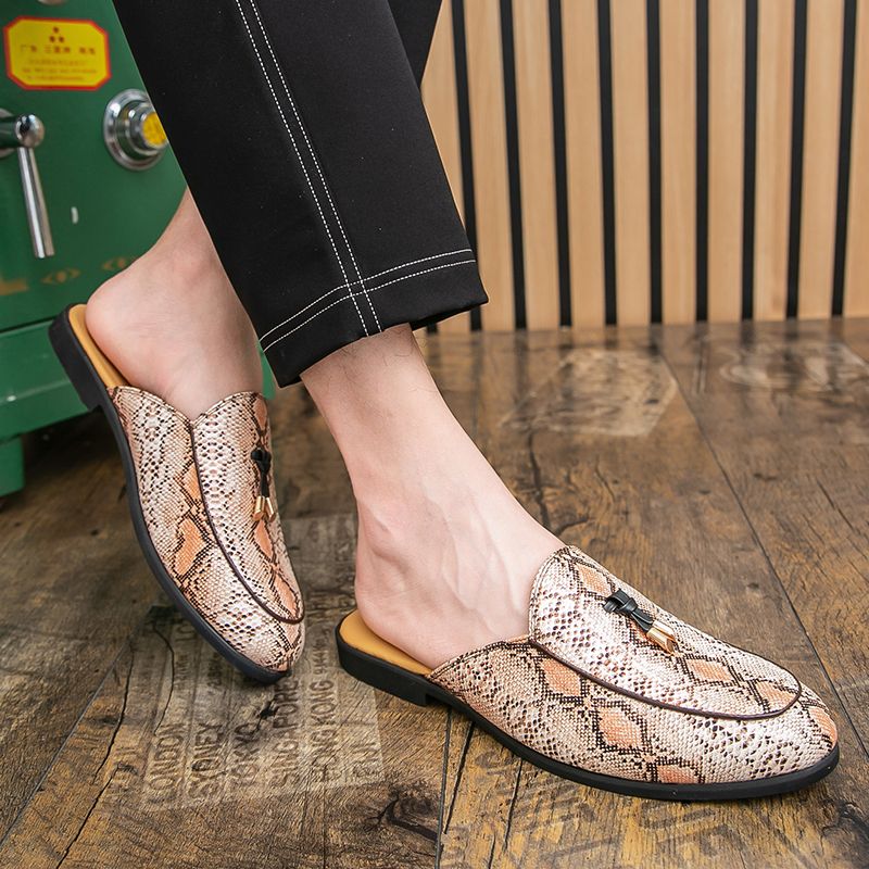 Youth Men Leisure Cool Mules Man Summer Slippers Fashion Casual Leather Loafers Flats Shoes Pu Breathable Slip On Footwears For