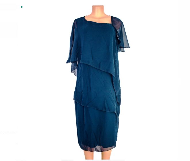 Custom New Style Elegant Chiffon Formal Dress for Women Asymmetric Cloak Sleeves Sleeveless XL Size