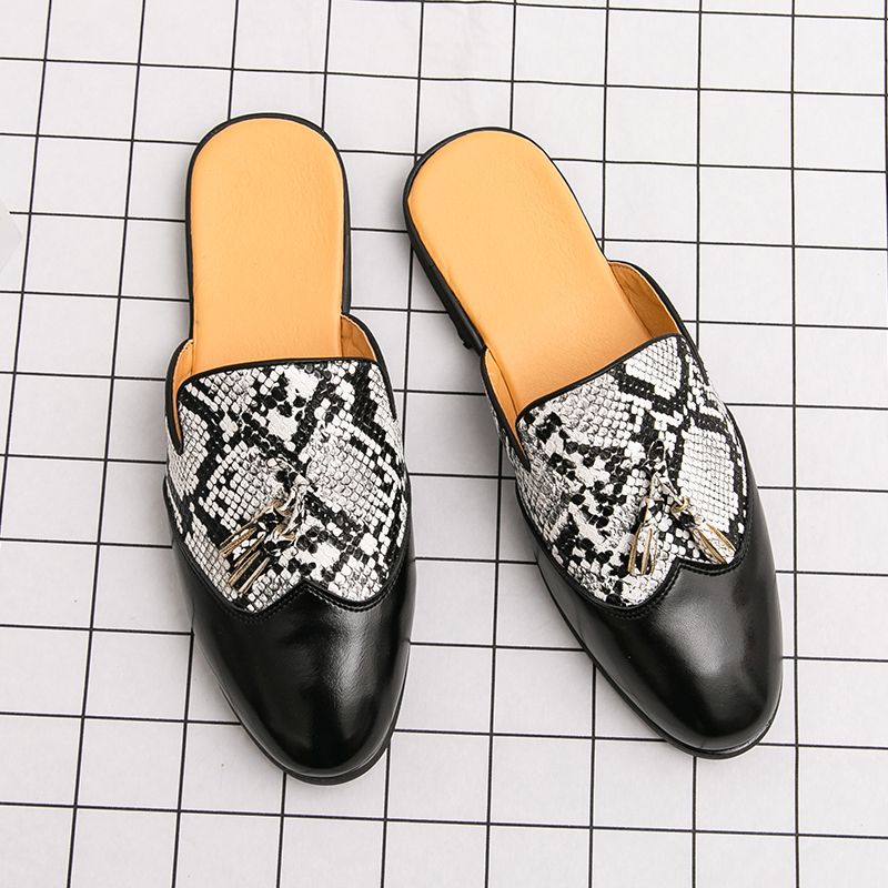Youth Men Leisure Cool Mules Man Summer Slippers Fashion Casual Leather Loafers Flats Shoes Pu Breathable Slip On Footwears For