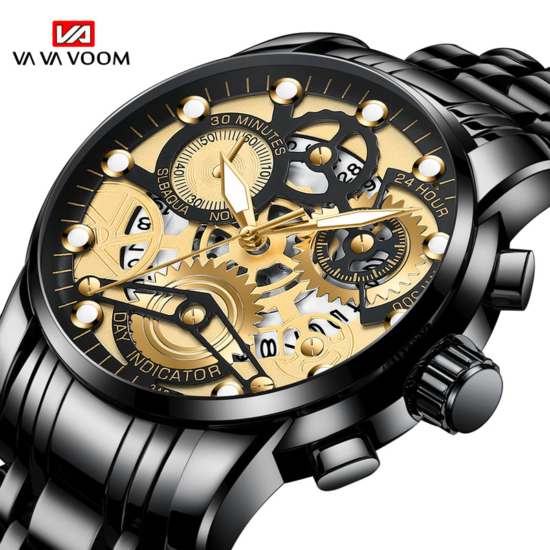 VOOM Men's automatic hollow out non mechanical business watch trend quartz watch student waterproof men's watch luminous watch
