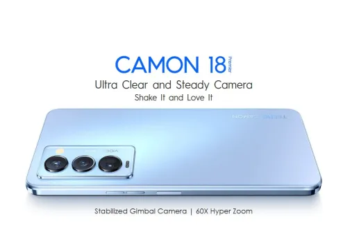 Tecno Camon 18 Premier 8GB RAM + 256GB ROM 64MP Pro Portrait Camera 60X  Hyper Zoom HiOS based on Android™ 11 6.7 120Hz FHD+ AMOLED Display 4750mAh  Long Lasting Battery