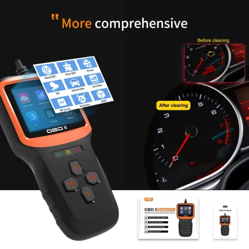 Car OBD2 Scanner Check Engine Light Fault Code Reader Battery Voltage Read  Tool For All OBD II Protocol Vehicles Since 1996 Color Screen V318