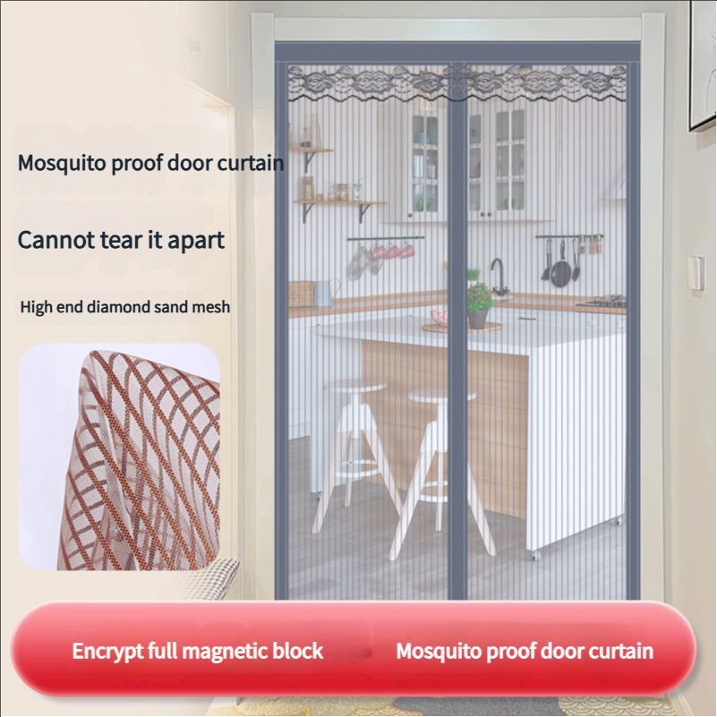 Diamond yarn anti-mosquito door curtain summer home anti-cat scratching magnetic suction no-punch silent diamond mesh door curtain