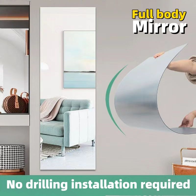 Full body mirror，Wall mounted self-adhesive soft mirror ，No punching required，makeup mirror，with adhesive backing 