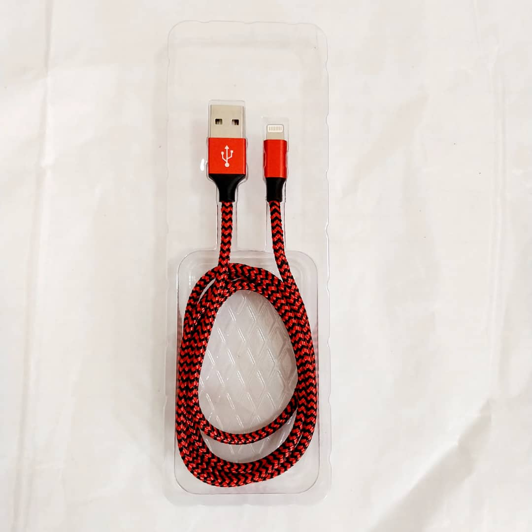 Nylon USB To iPhone Cord - 1m - Red