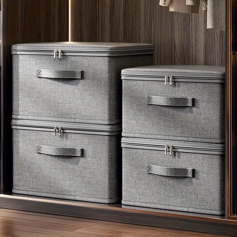 Waterproof Extra Large Stackable Canvas Storage Box with Lid Multi-Purpose Organizer for Home Essentials Storage Bins