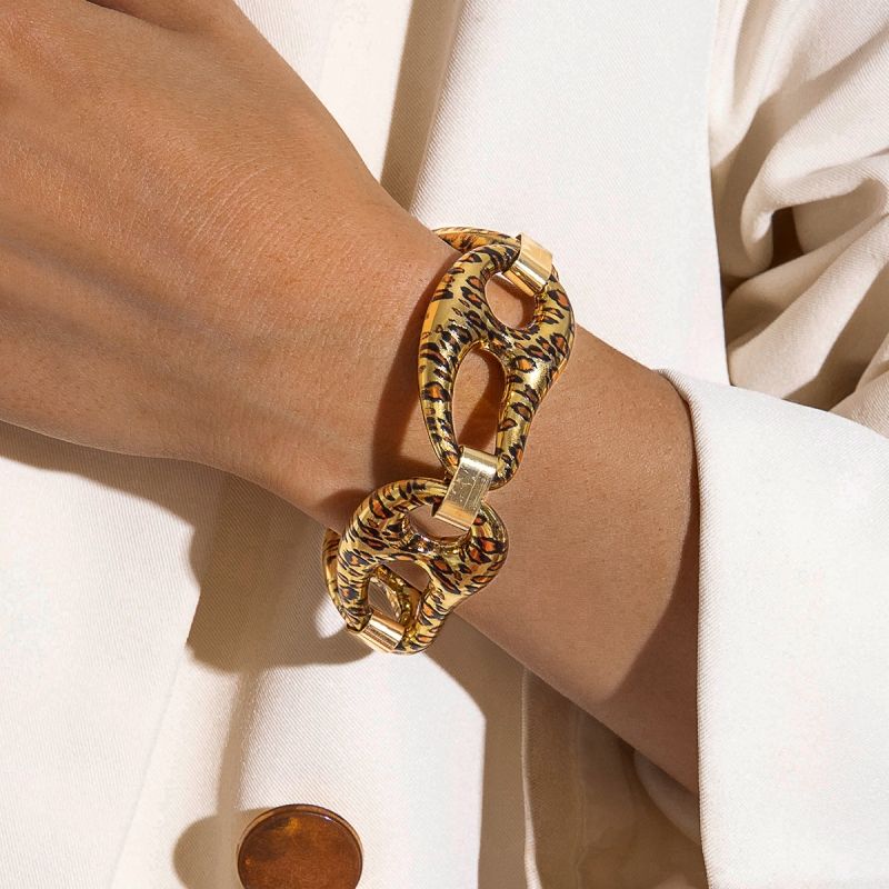 Leopard print necklace, bracelet, earrings, exaggerated jewelry set unisex 