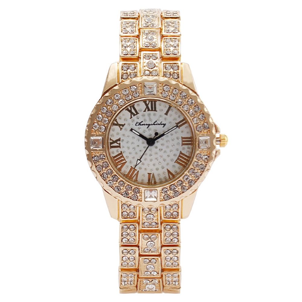 Fashion diamond studded water diamond women's watch quartz watch Roman pattern scale women's watch