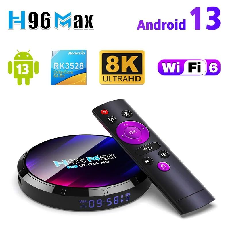 H96 Max Android TV Box H96MAX RK3528 Android Box Support 2.4G/5.8G WiFi6 BT5.0 4K Video Set Top TV Box Decode And Play 8K 24Fps