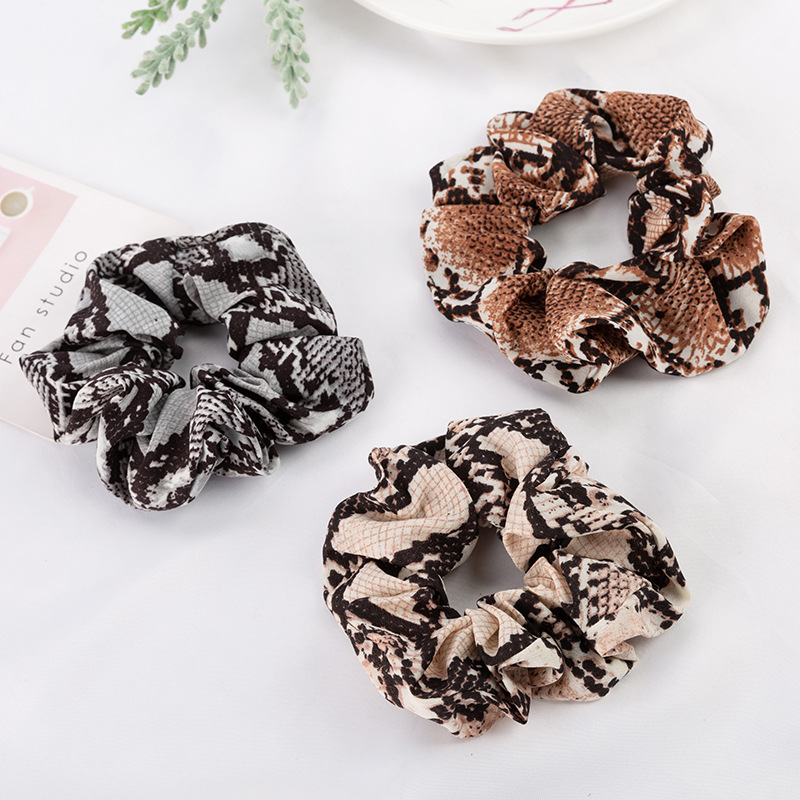 Women Elastic Hair Ropes Seamless Snake Leopard Print Large Intestine Circles Hair Ties Hair Scrunchies Ponytail Donut Grip Loop