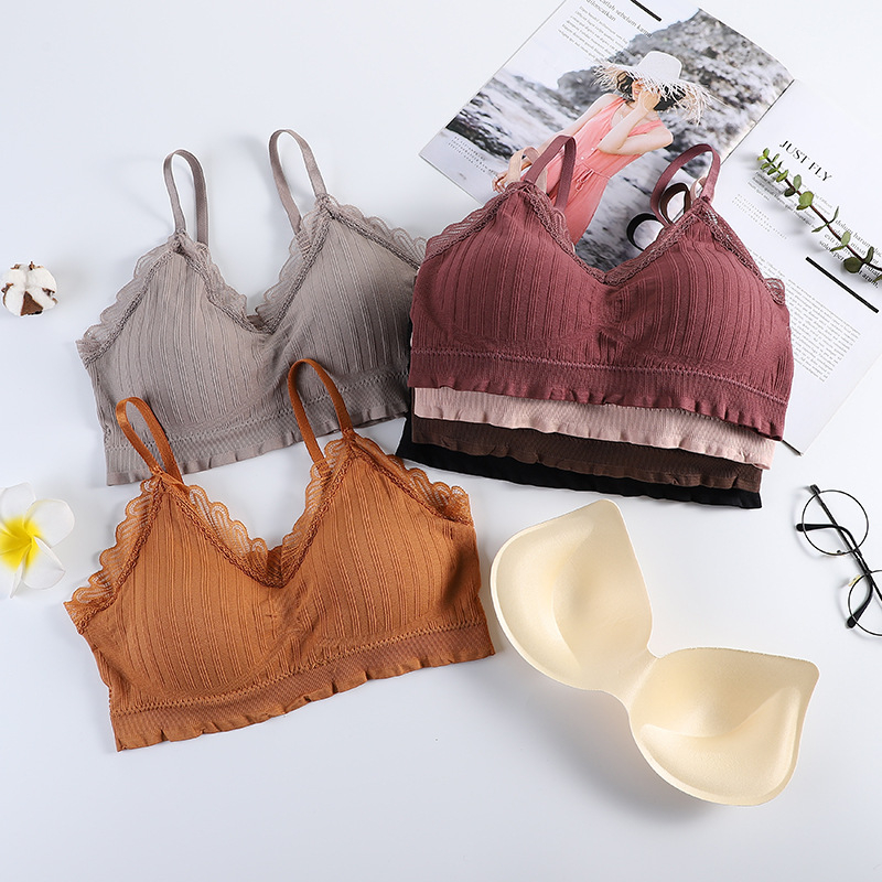 6627 New Lace Back Wrapped Bra Lingerie Women No Steel Ring Push Up Bra Sport Bra