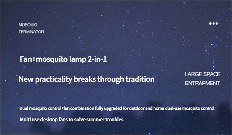 Indoor bedroom air conditioner fan mosquito killer lamp portable outdoor camping fan can be placed or hung two-in-one desktop fan mosquito killer lamp