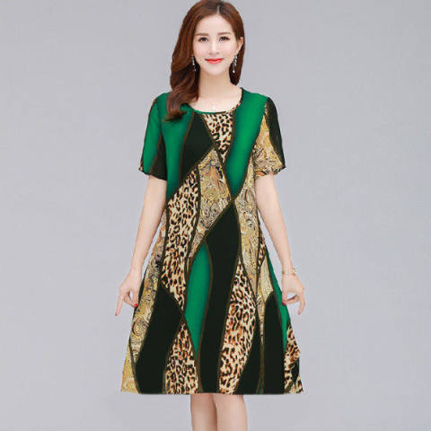 903 women's short sleeve imitation ice silk dress Girls elegant vintage style